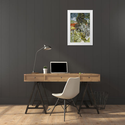 Dr Gachets Garden at Auvers-Sur-Oise White Modern Wood Framed Art Print by Van Gogh, Vincent