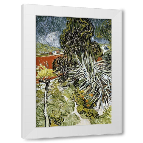 Dr Gachets Garden at Auvers-Sur-Oise White Modern Wood Framed Art Print by Van Gogh, Vincent