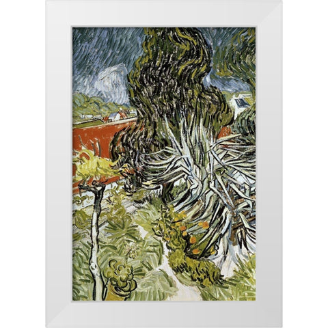 Dr Gachets Garden at Auvers-Sur-Oise White Modern Wood Framed Art Print by Van Gogh, Vincent