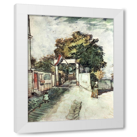 Entrance to the Moulin De La Galette White Modern Wood Framed Art Print by Van Gogh, Vincent