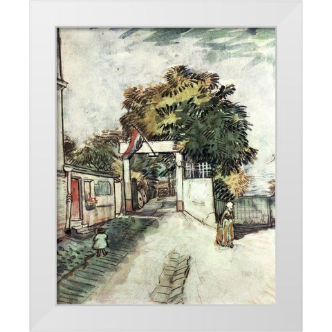 Entrance to the Moulin De La Galette White Modern Wood Framed Art Print by Van Gogh, Vincent