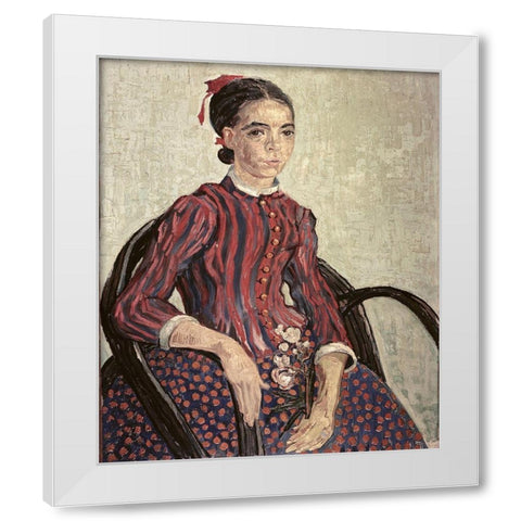 La Mousme White Modern Wood Framed Art Print by Van Gogh, Vincent