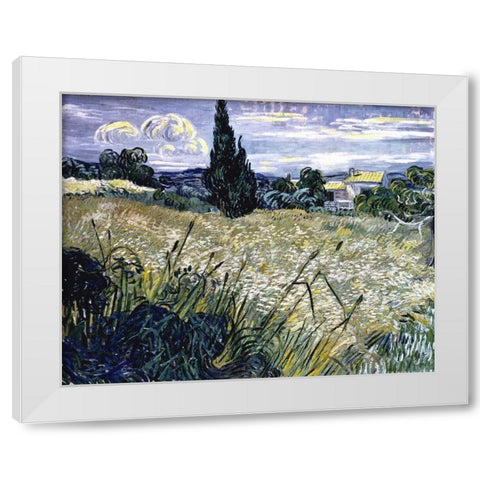 Landscape with Green Corn White Modern Wood Framed Art Print by Van Gogh, Vincent