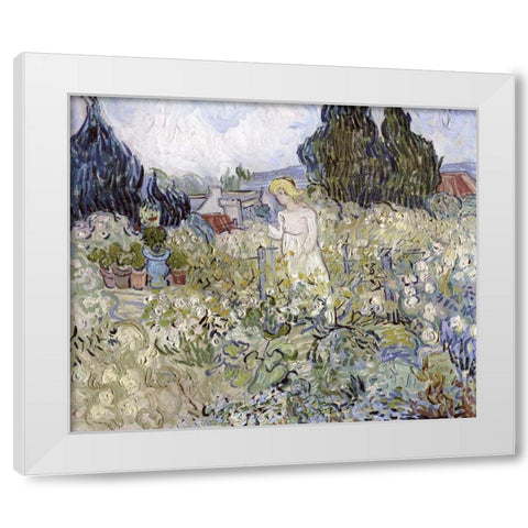 Marguerite Gachet in the Garden at Auvers-Sur-Oise White Modern Wood Framed Art Print by Van Gogh, Vincent