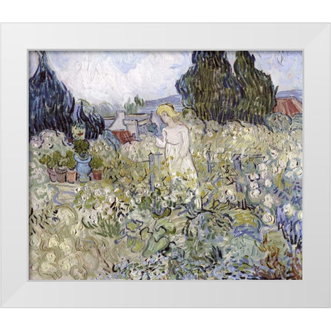 Marguerite Gachet in the Garden at Auvers-Sur-Oise White Modern Wood Framed Art Print by Van Gogh, Vincent