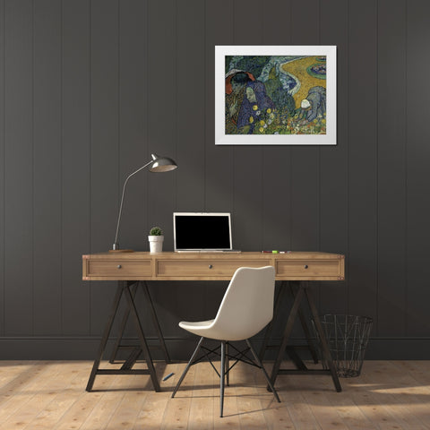 Memories of the Garden at Essen White Modern Wood Framed Art Print by Van Gogh, Vincent