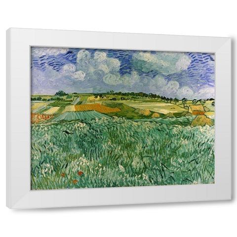 Plain Near Auvers White Modern Wood Framed Art Print by Van Gogh, Vincent