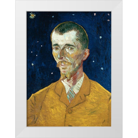 Portrait of Eugene Boch White Modern Wood Framed Art Print by Van Gogh, Vincent