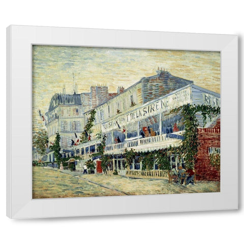 Restaurant de la Sirene at Asnieres 1887 White Modern Wood Framed Art Print by Van Gogh, Vincent
