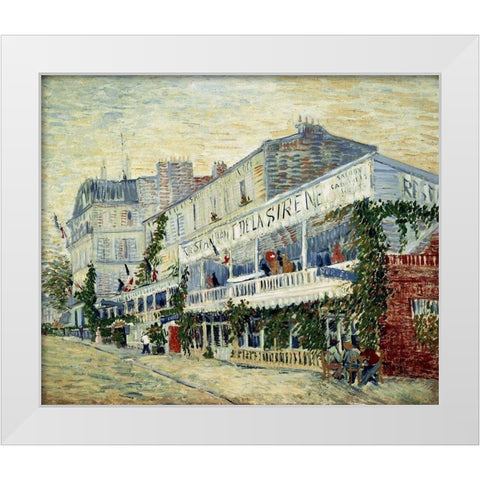 Restaurant de la Sirene at Asnieres 1887 White Modern Wood Framed Art Print by Van Gogh, Vincent
