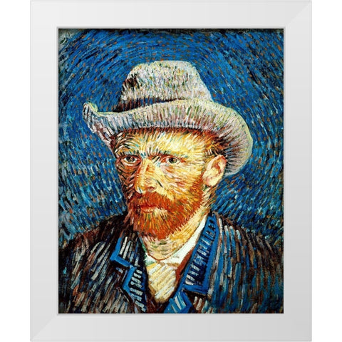 Self Portrait in Grey Felt Hat White Modern Wood Framed Art Print by Van Gogh, Vincent
