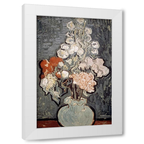 Still Life: Vase With Rose-Mallows White Modern Wood Framed Art Print by Van Gogh, Vincent
