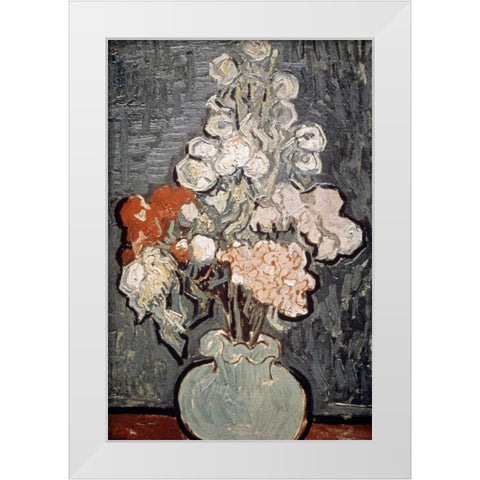 Still Life: Vase With Rose-Mallows White Modern Wood Framed Art Print by Van Gogh, Vincent