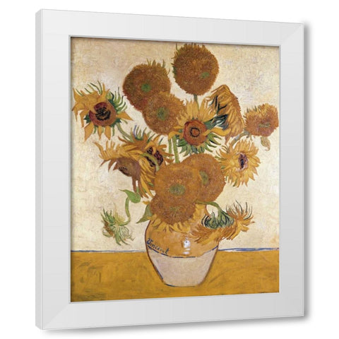 Sunflowers, 1888 White Modern Wood Framed Art Print by Van Gogh, Vincent