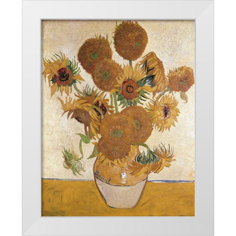 Sunflowers, 1888 White Modern Wood Framed Art Print by Van Gogh, Vincent