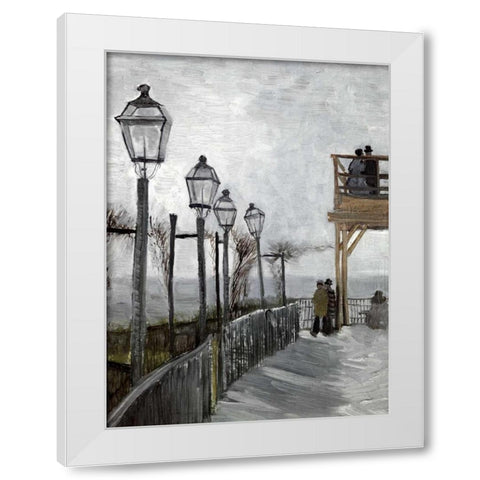 Terrace and Observation Deck at the Moulin White Modern Wood Framed Art Print by Van Gogh, Vincent