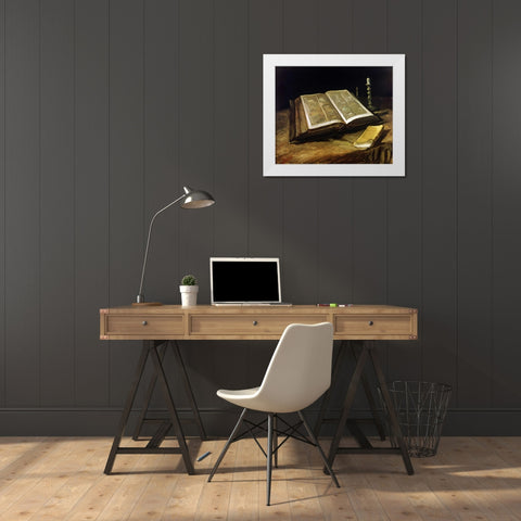 The Bible: Still Life White Modern Wood Framed Art Print by Van Gogh, Vincent