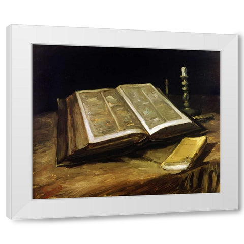 The Bible: Still Life White Modern Wood Framed Art Print by Van Gogh, Vincent