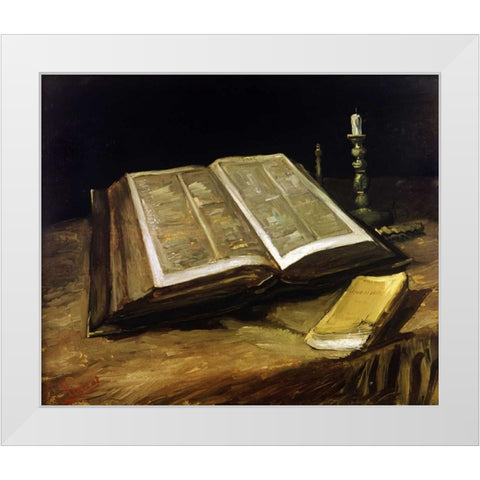 The Bible: Still Life White Modern Wood Framed Art Print by Van Gogh, Vincent