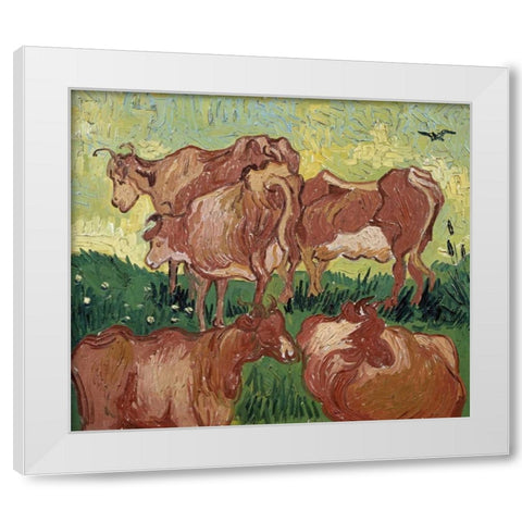 The Cows White Modern Wood Framed Art Print by Van Gogh, Vincent