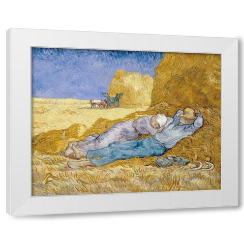 The Siesta - La Siesta White Modern Wood Framed Art Print by Van Gogh, Vincent