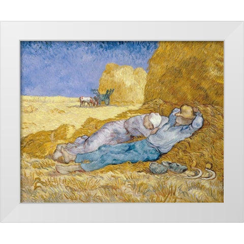 The Siesta - La Siesta White Modern Wood Framed Art Print by Van Gogh, Vincent