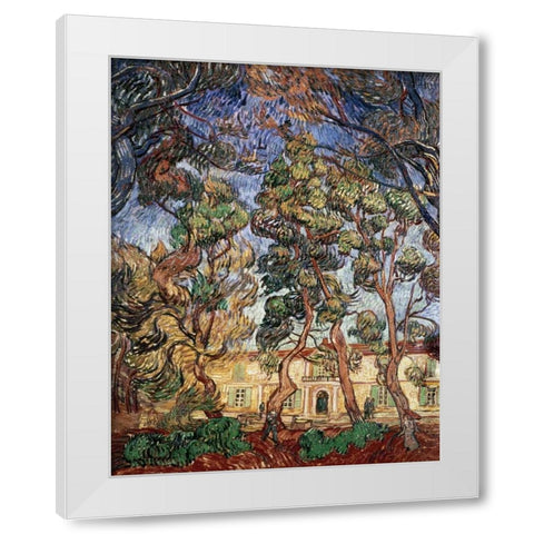 Trees in the Garden of Saint-Paul Hospital White Modern Wood Framed Art Print by Van Gogh, Vincent