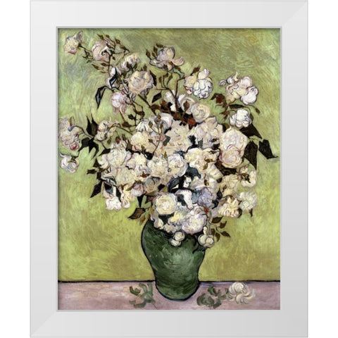 Vase of Roses White Modern Wood Framed Art Print by Van Gogh, Vincent