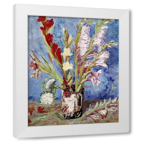 Vase With Gladioli White Modern Wood Framed Art Print by Van Gogh, Vincent