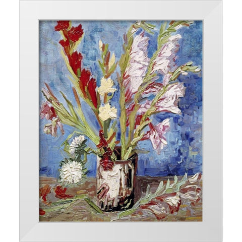 Vase With Gladioli White Modern Wood Framed Art Print by Van Gogh, Vincent