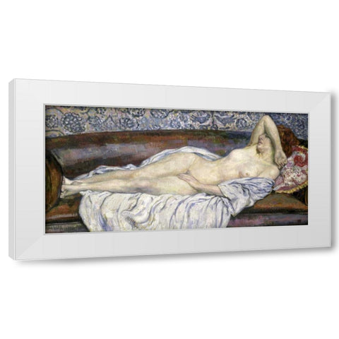 Nu Allouge White Modern Wood Framed Art Print by Van Rysselberghe, Theo
