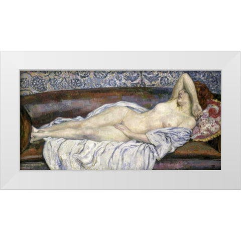 Nu Allouge White Modern Wood Framed Art Print by Van Rysselberghe, Theo