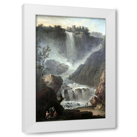 Falls of Terni White Modern Wood Framed Art Print by Vernet, Claude-Joseph
