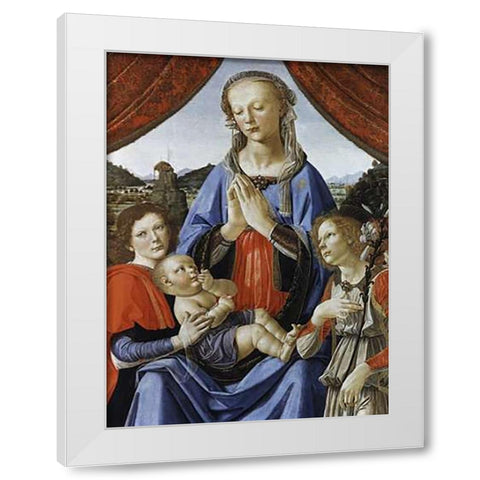 Madonna and Child With Saints White Modern Wood Framed Art Print by Del Verrocchio, Andrea