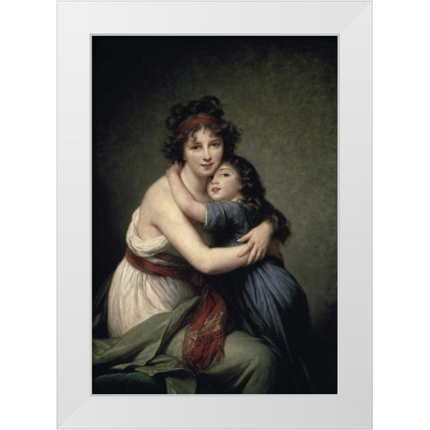 Madame Vigee Le Brun and Her Daughter White Modern Wood Framed Art Print by Le Brun, Elisabeth Vigee