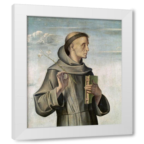 Saint Anthony White Modern Wood Framed Art Print by Vivarini, Antonio