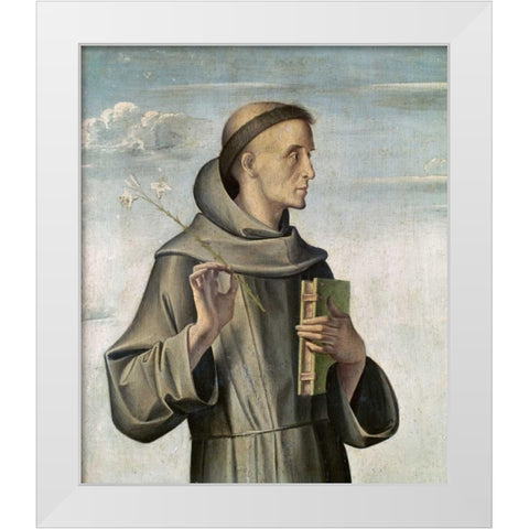 Saint Anthony White Modern Wood Framed Art Print by Vivarini, Antonio