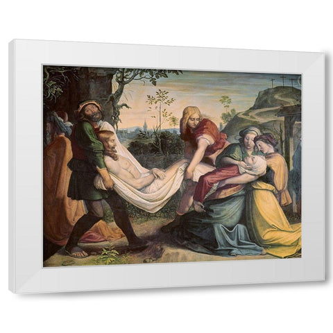 Christ Being Entombed White Modern Wood Framed Art Print by Von Cornelius, Peter