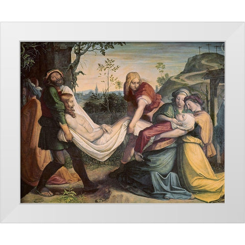 Christ Being Entombed White Modern Wood Framed Art Print by Von Cornelius, Peter