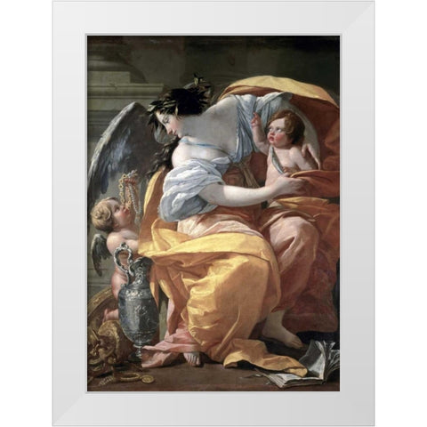 Allegory of Wealth, late 17th C. White Modern Wood Framed Art Print by Vouet, Simon