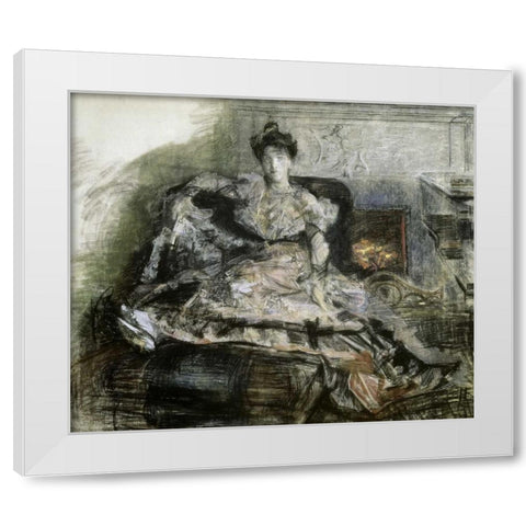After the Concert White Modern Wood Framed Art Print by Vrubel, Mihail Aleksandrovic