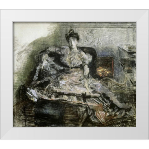 After the Concert White Modern Wood Framed Art Print by Vrubel, Mihail Aleksandrovic