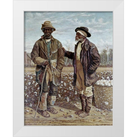 Two Elderly Cotton Pickers White Modern Wood Framed Art Print by Walker, Frederick