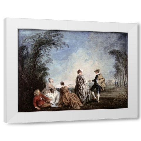An Embarrassing Proposition White Modern Wood Framed Art Print by Watteau, Jean-Antoine