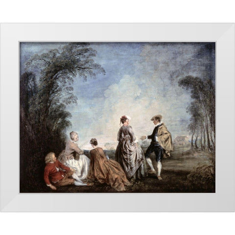 An Embarrassing Proposition White Modern Wood Framed Art Print by Watteau, Jean-Antoine