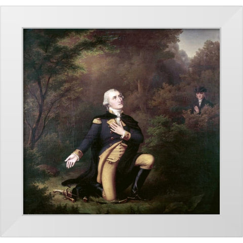 George Washington In Prayer at Valley Forge White Modern Wood Framed Art Print by Weber, Paul
