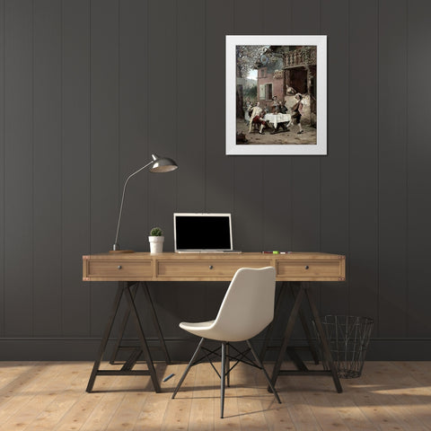 Cabaret De La Couronne White Modern Wood Framed Art Print by Weiss, Emile Georges