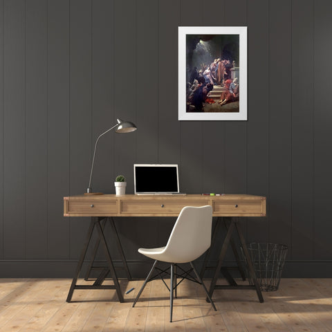 Pentecost White Modern Wood Framed Art Print by van der Werff, Adriaen
