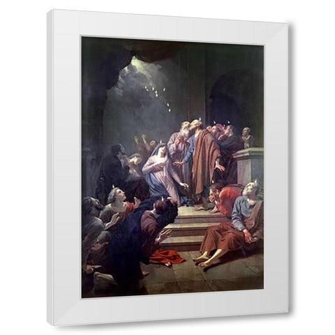Pentecost White Modern Wood Framed Art Print by van der Werff, Adriaen