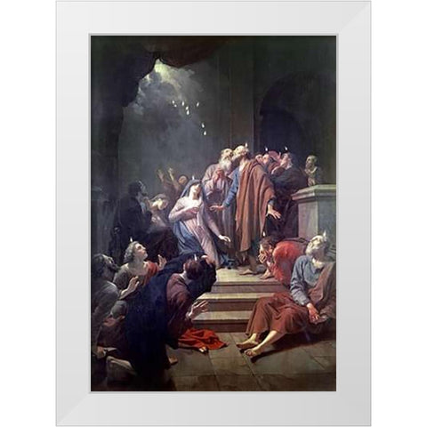 Pentecost White Modern Wood Framed Art Print by van der Werff, Adriaen
